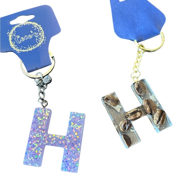 CeCe Glitter and Coffee Bean initial H Key Holders - Picture 2 of 3